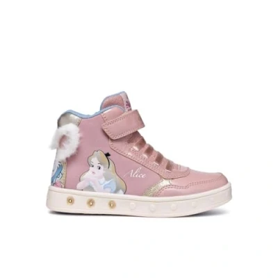 Image of Geox Skylin GIRL Light UP Hightop trainers for kids, Size: 7K, rose/platinum Imitation leather/ textile