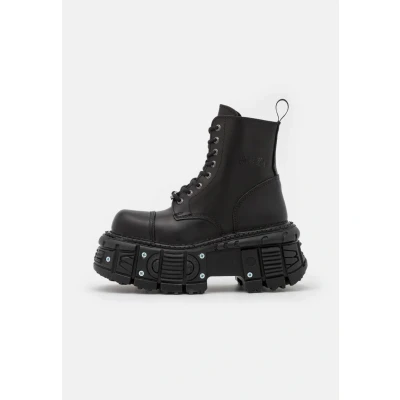 Image of New Rock Unisex High heeled ankle boots, Size: 36, Black shoes