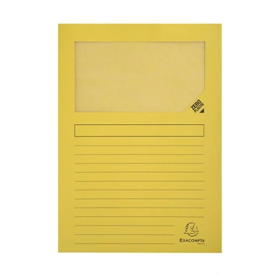 Image of Exacompta Forever 50109E Window Folders Pack of 100 with Organisational Print Recycled Cardboard 120 g DIN A4 Yellow
