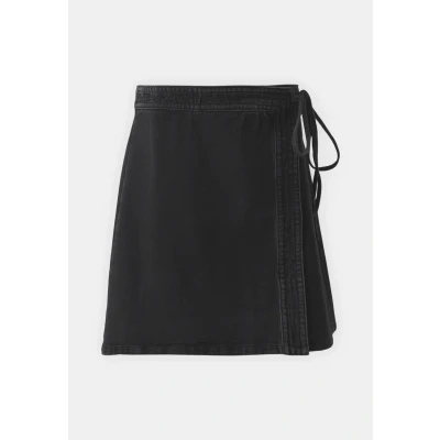 Image of ONLY Onlvilla WRAP TIE Skirt Denim skirt, Women&#039;s, Size: Medium, Washed black