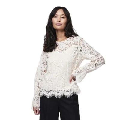 Image of YAS Women&#039;s Yasperla LS Lace Top S. Noos Blouse, Grey (whitecap gray), L