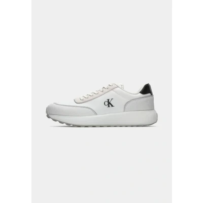 Image of Calvin Klein Jeans Athleisure Runner Trainers, Men&#039;s, Size: 6.5, Bright white/black shoes
