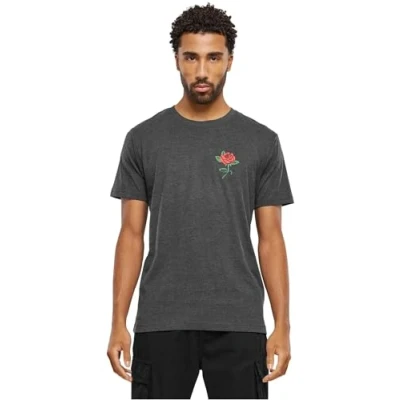 Image of Mister Tee ROSE Print Tshirt, Men&#039;s, Size: Medium, Charcoal
