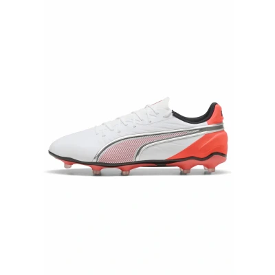 Image of Puma Unisex&#039;s King Match Fg/Ag Soccer Shoe, White Silver Glowing Red, 6 UK