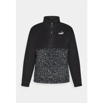 Image of Puma Graphic Animal Relaxed HALF ZIP CREW Fleece jumper, Women&#039;s, Size: XS, Black