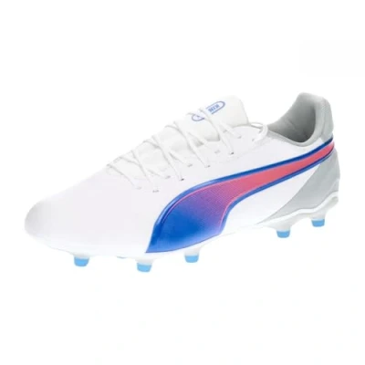 Image of Puma KING Match FG/AG Moulded stud football boots, Men&#039;s, Size: 10.5, Whitebluemazing flat light gray Imitation leather/ textile