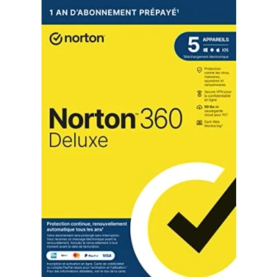 Image of Norton 360 Deluxe 2024 5 Devices 1 Year Subscription Secure VPN Password Manager Dark web Monitoring PC/Mac/iOS/AndroidMail
