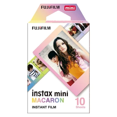 Image of instax mini instant film, Macaron border, 10 shot pack, suitable for all cameras and printers