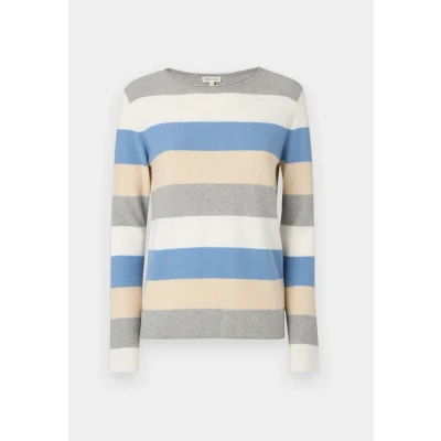 Image of TOM Tailor Structured Striped Jumper, Women&#039;s, Size: XS, Beige/blue