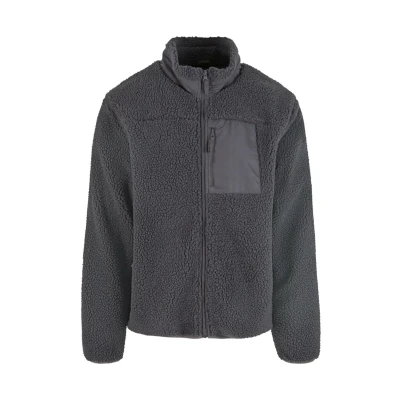 Image of Urban Classics WITH Stand UP Collar Fleece jacket, Men&#039;s, Size: 3XL, Cloudgrey