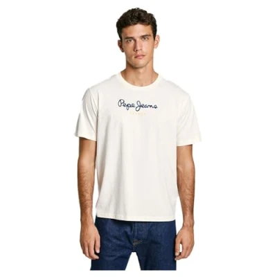 Image of Pepe Jeans EGGO Print Tshirt, Men&#039;s, Size: XS, Antique white