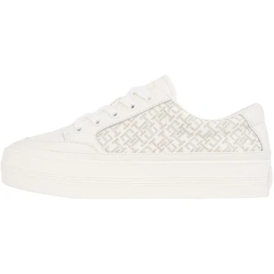 Image of Tommy Hilfiger Monogram Trainers, Women&#039;s, Size: 7.5, Ivory petal Leather