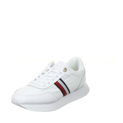 Image of Tommy Hilfiger Women&#039;s Essential Runner Global Stripes (Fw0fw08005 Sneakers, White, 5 UK