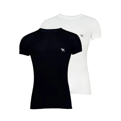 Image of Emporio Armani Kurzarm 2 PACK Basic Tshirt, Men&#039;s, Size: Large, Weiss