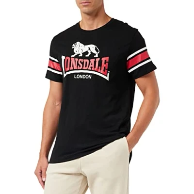 Image of Lonsdale Print Tshirt, Men&#039;s, Size: XL, Black red white