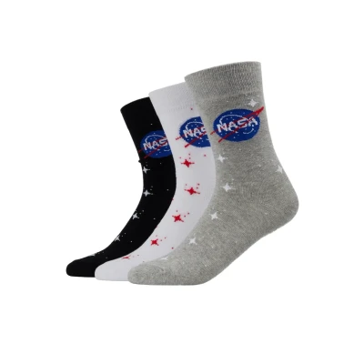 Image of Mister Tee NASA Insignia Socks 3 PACK Socks, Men&#039;s, Size: 2.5 5, Black/grey/white