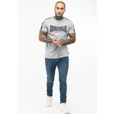 Image of Lonsdale Normale Passform Vementry Print Tshirt, Men&#039;s, Size: 3XL, Marl grey black white