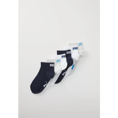 Image of PUMA Unisex Children&#039;s Bwt Quarter Socks (Pack of 6), White/Grey/Blue, 31 34