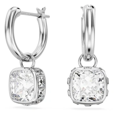 Image of Swarovski Stilla Pierced Earrings MINI HOOP silvercoloured/white, Women&#039;s, Size: One Size, Silver coloured/white