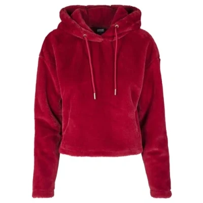 Image of Urban Classics Ladies Short Hoody Hoodie, Women&#039;s, Size: Medium, Burgundy