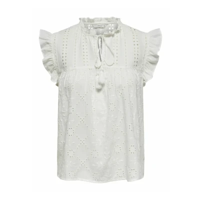 Image of ONLY Women&#039;s Onlreva Life S/L Emb Top WVN Noos Blouse, White, XXS