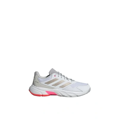 Image of adidas Performance Courtjam Control 3 tennis Multicourt shoes cloud white iron metallic lucid red, Women&#039;s, Size: 4.5 Textile/synthetics