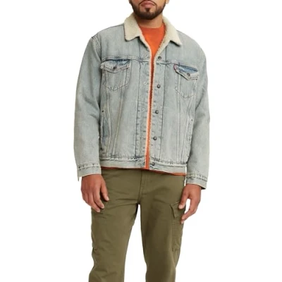 Image of Levi&#039;s TYPE III Sherpa Trucker jacket Denim stonebridge, Men&#039;s, Size: Medium, Stonebridge