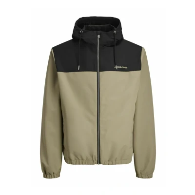 Image of JACK &amp; JONES Men&#039;s Jjelegacy Light Jacket Hood Noos Short, Coriander/Detail: Black Blocking, L