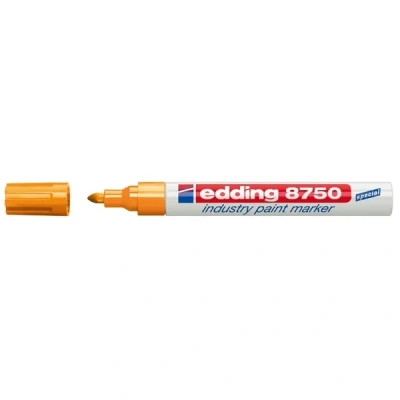 Image of edding 8750 industry paint marker orange 10 pens round nib 2 4 mm for writing on dusty, slightly oily surfaces, tyres, metal, glass and wood permanent, waterproof