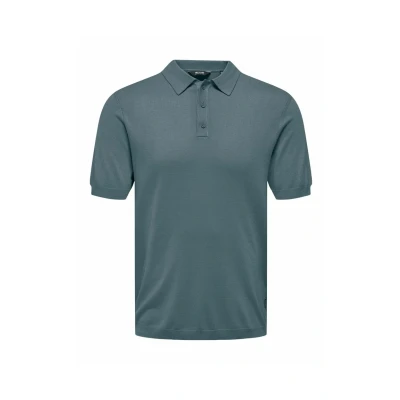 Image of ONLY &amp; SONS Men&#039;s Onswyler Life Reg 14 SS Polo Knit Noos, stormy weather, XS