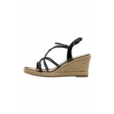 Image of Tamaris Damen Sandalette Materialmix aus Textil und Synthetik Keilabsatz ANTIslide; BLACK, EU 37