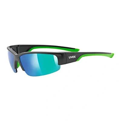 Image of uvex sportstyle 215 Sports Glasses for Men and Women Strong Protection from Sun Radiation Pressure free Fit &amp; Perfect Hold Black Matt Green/Green One Size