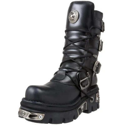 Image of New Rock Laceup ankle boots, Size: 11, Zwart Leather