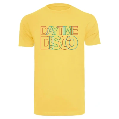 Image of Mister Tee Daytime Disco Print Tshirt, Men&#039;s, Size: Small, Taxi yellow