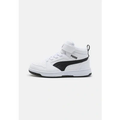 Image of Puma Rebound V6 MID Unisex Hightop trainers for kids, Size: 10K, White/black High quality imitation leather