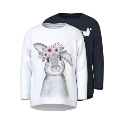 Image of Name it Nmfvix 2 PACK Long sleeved top for kids, Size: 1.5 2y, Bright white