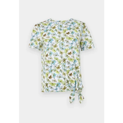 Image of TOM Tailor Denim KNOT Print Tshirt, Women&#039;s, Size: Small, White/green/blue