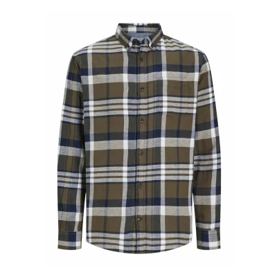 Image of Jack &amp; Jones Autumn Check Shirt, Men&#039;s, Size: Small, Canteen