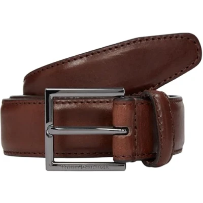 Image of Tommy Hilfiger Men’s 3.0 cm Hudson Leather Belt, Brown (Coffee Bean), 100