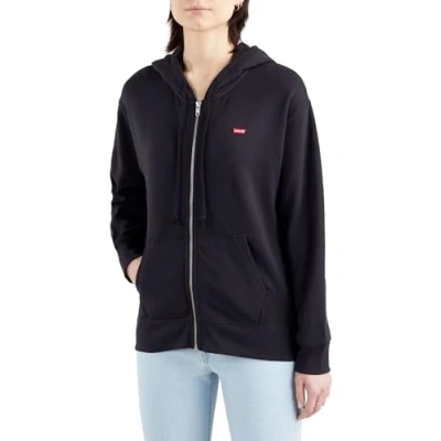 Image of Levi&#039;s Women&#039;s Standard Zip Sweatshirt Hoodie, Caviar, XXS