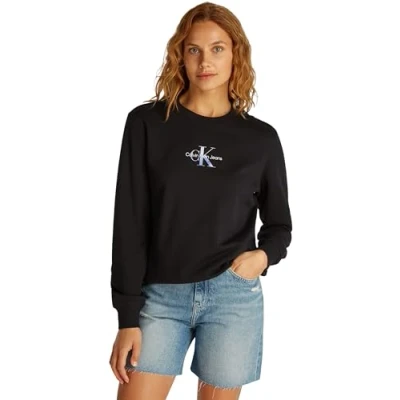 Image of Calvin Klein Jeans Gradient Monologo Crewneck Sweatshirt, Women&#039;s, Size: Small, Black