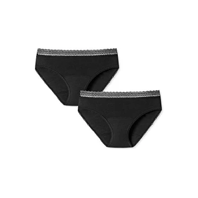 Image of Schiesser Women&#039;s Secret Care Period Underwear Briefs Jock Strap (Pack of 2), Black, 8 10