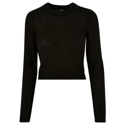Image of Urban Classics Short Waffle Jumper, Women&#039;s, Size: Medium, Black