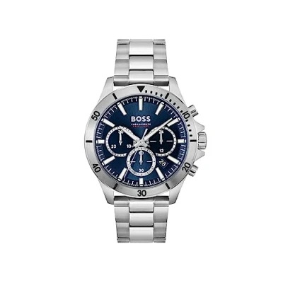 Image of BOSS Troper Chronograph watch, Men&#039;s, Size: One Size, Silver/blue