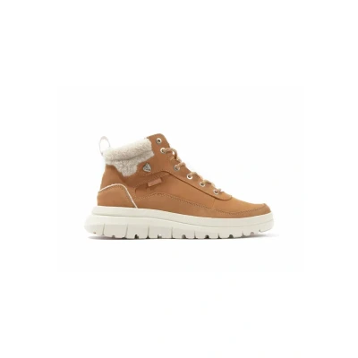 Image of Palladium CUFF WARM Hightop trainers, Women&#039;s, Size: 3.5, Brown Leather and textile