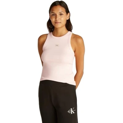 Image of Calvin Klein Jeans Label TANK Top, Women&#039;s, Size: Large, Silver peony