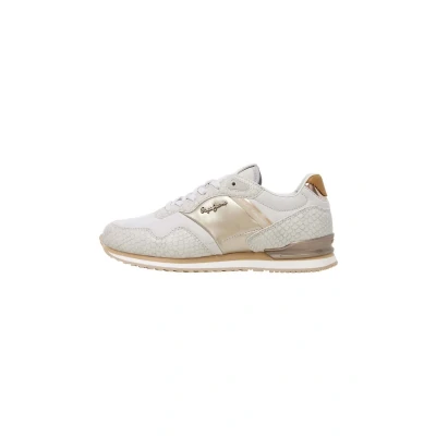 Image of Pepe Jeans Women&#039;s London Mix W Sneak, Beige Whitewash White, 3 UK