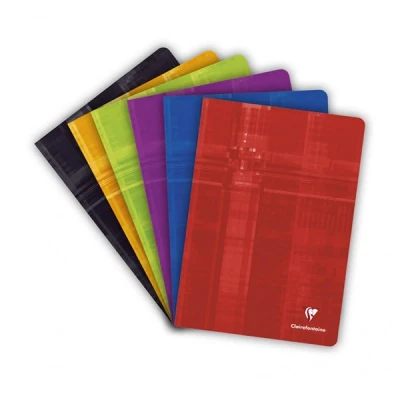 Image of Clairefontaine Ref 3123C Staplebound Notebook (40 Sheets) A4 Size, Squared Rulings, 90gsm Brushed Vellum Paper, Laminated Cardboard Cover Random Colour