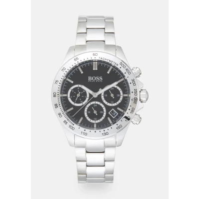 Image of BOSS Novia Chronograph watch silvercoloured/black, Women&#039;s, Size: One Size, Silver coloured/black