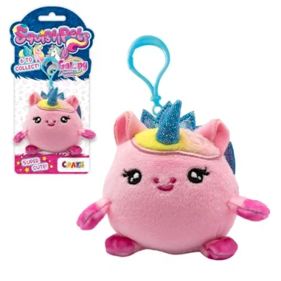 Image of SquishPets Keychain Galupy Rainbow Unicorn Cuddly Toy, Plush Toy in a Key Ring, 6 cm, Daisy, Small, Fantaisie